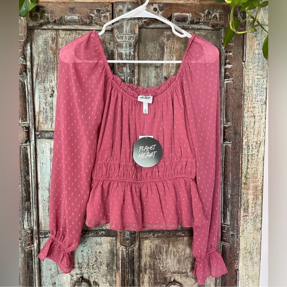 NWT Planet Heart Blouse In Rose WIne